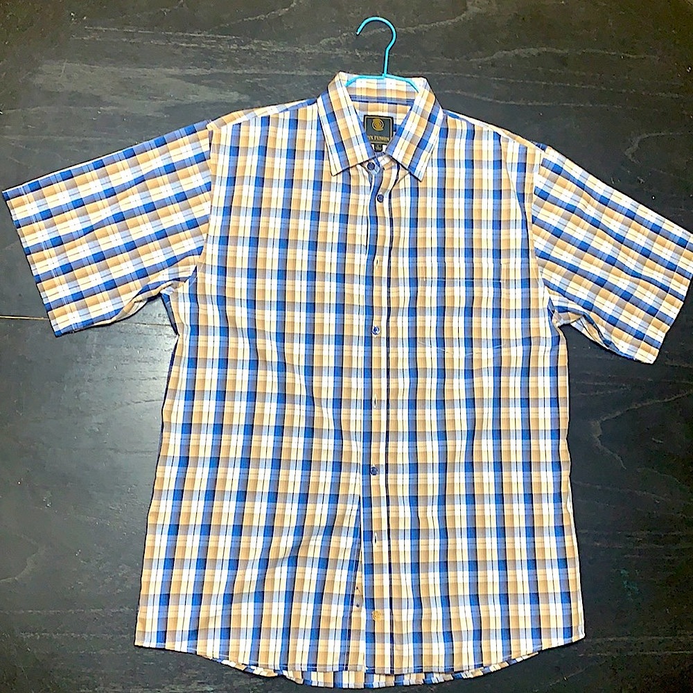 F/X Fusion Men’s L Plaid Short Sleeve Button Up